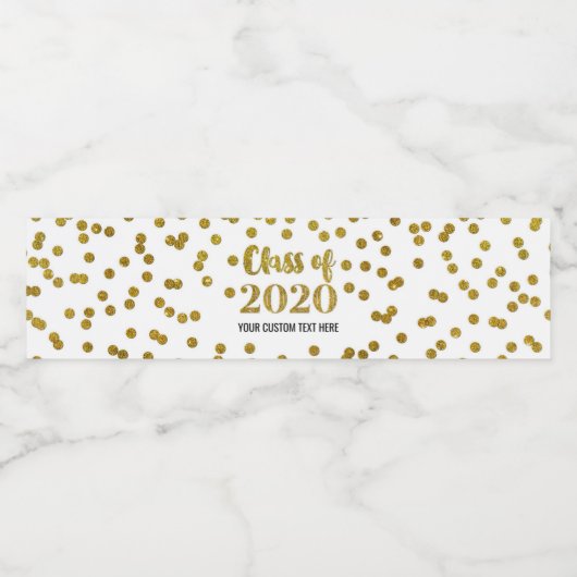Gouden Confetti Klasse van 2020 Afstuderen Waterfles Etiket (Enkel label)