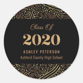 Gouden Confetti Klasse van 2020 Black Graduation P Ronde Sticker