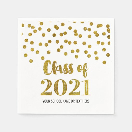 Gouden Confetti Klasse van 2021 Afstuderen Servet (Voorkant)