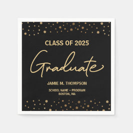 Gouden Confetti Klasse van 2025 achtergrond afstud Servet