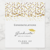 Gouden Confetti Klasse van 2025 Afstuderen Wijn Etiket (Enkel label)