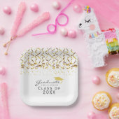 Gouden Confetti Klasse van Afstuderen Papieren Bordje (Feest)