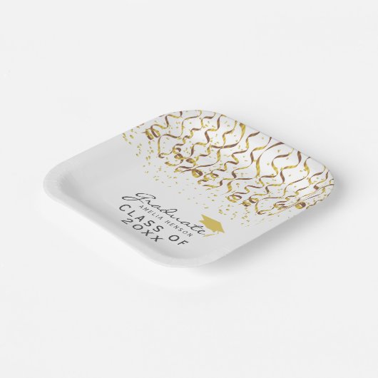 Gouden Confetti Klasse van Afstuderen Papieren Bordje (Gebogen)