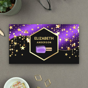 Gouden Confetti Konings Paarse Nagellak Manicurist Visitekaartje