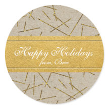 Gouden Confetti Kraft Papier Rustieke Kerststicker