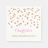 Gouden Confetti Lichtroze Vrijgezellenfeest Servetten (Voorkant)