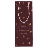 Gouden Confetti Liefde Bourgondië Bruiloft Wijn Cadeautas (Achterkant)