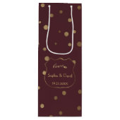 Gouden Confetti Liefde Bourgondië Bruiloft Wijn Cadeautas (Voorkant)