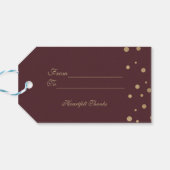 Gouden Confetti Liefde Bourgondië Trouwen Cadeaulabel (Achterkant Horizontaal)