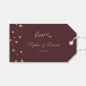 Gouden Confetti Liefde Bourgondië Trouwen Cadeaulabel (Voorkant (Horizontaal))