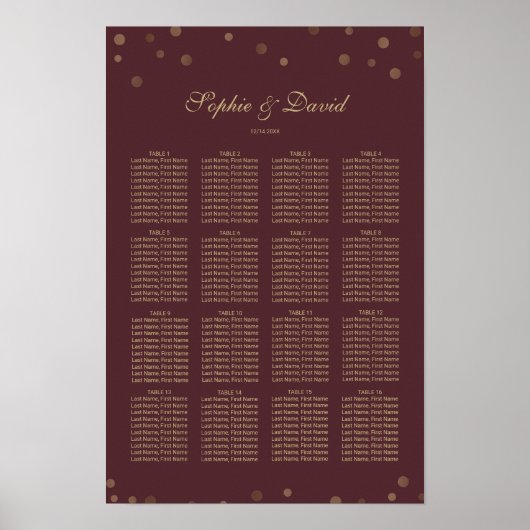 Gouden Confetti Liefde Bourgondië Trouwen Poster (Voorkant)