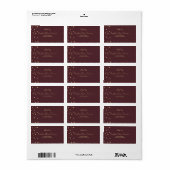 Gouden Confetti Liefde Burgundy Bruiloft Etiket (Full Sheet)