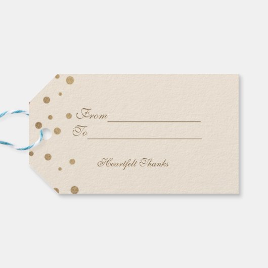 Gouden Confetti Liefde Champagne Bruiloft Cadeaulabel (Achterkant Horizontaal)