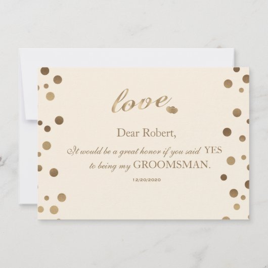 Gouden Confetti Liefde Champagne Bruiloftsbruidsma Kaart (Achterkant)