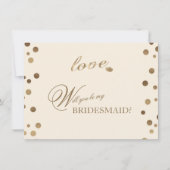 Gouden Confetti Liefde Champagne Trouw Bruidsmeisj Kaart (Voorkant)