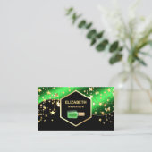 Gouden Confetti Lime Green Nail Polish Manicurist Visitekaartje (Staand voorkant)