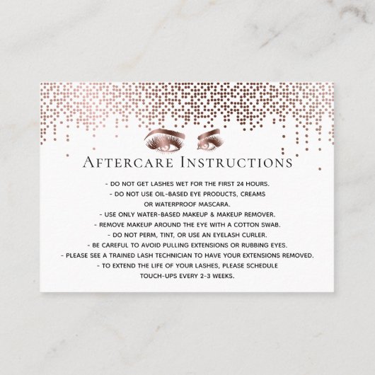Gouden confetti Make-up Eyes Lashes Nazorg kaart (Achterkant)