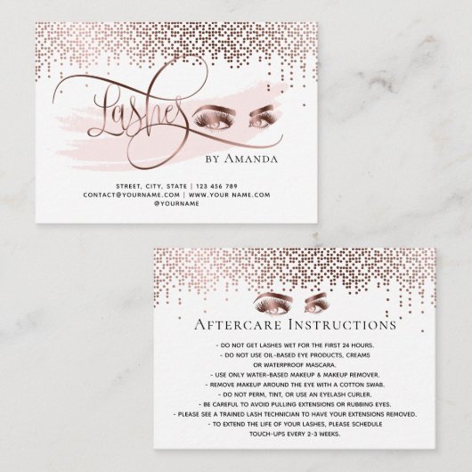 Gouden confetti Make-up Eyes Lashes Nazorg kaart (Voorkant / Achterkant)
