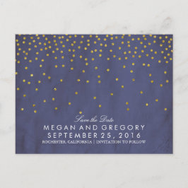  gouden confetti marine bewaar de datum aankondigingskaart