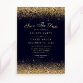 Gouden Confetti Marineblauw Modern Save The Date