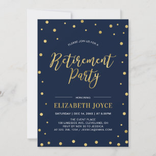 Gouden Confetti & Marineblauw   Modern Verjaardags Kaart
