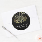 Gouden Confetti Masquerade Sweet 16 Party Ronde Sticker (Envelop)