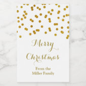 Gouden Confetti Merry Christmas Custom Label Voedselcontainer Etiket (Enkel label)