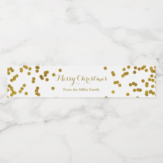Gouden Confetti Merry Christmas Waterflesetiket Waterfles Etiket (Enkel label)