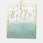 Gouden Confetti Mint Waterverf Hallo Keramisch Ornament (Links)