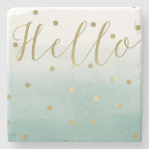 Gouden Confetti Mint Waterverf Hallo Stenen Onderzetter