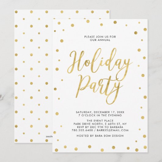 Gouden confetti | Modern bedrijfsfeest met kerst Kaart (Voorkant / Achterkant)