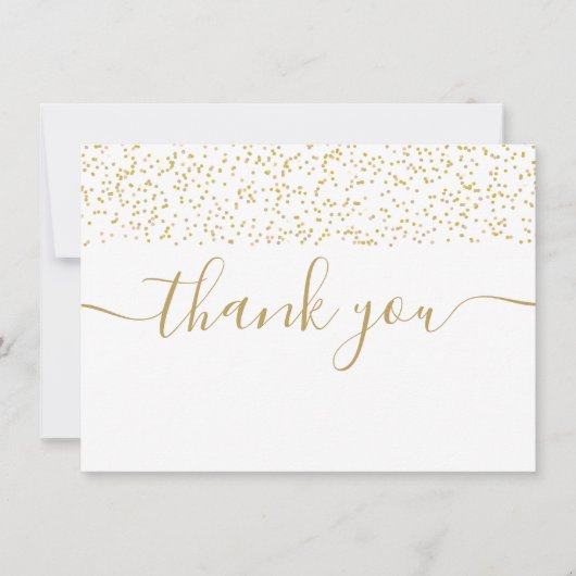 Gouden Confetti Moderne Elegante Script Bedankkaart (Voorkant)