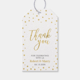Gouden Confetti Moderne Trouw Dank Je Tag Cadeaulabel