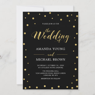 Gouden Confetti Moderne Typografie Trouwceremoni Kaart