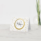 Gouden Confetti Monogram Notitiekaartje (Voorkant)