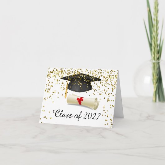 Gouden confetti, mortel, diploma Afstuderen Kaart (Voorkant)
