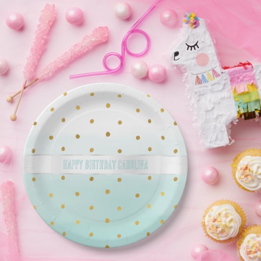 gouden Confetti munt Waterverf Papieren Bordje (Feest)