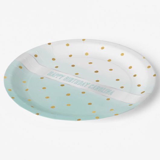 gouden Confetti munt Waterverf Papieren Bordje (Gekanteld)