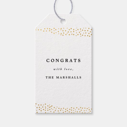 Gouden confetti namaakfolie cadeaulabel (Voorkant)