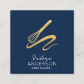 Gouden Confetti Navy bakken whisk Chef Vierkante Visitekaartje (Voorkant)