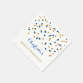 Gouden Confetti Navy Blauwe Bruiloftsborrel Servetten (Hoek)