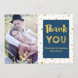Gouden Confetti Navy bruiloft Bedankt Fotokaarten