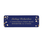 Gouden Confetti Navy bruiloft Etiket (Voorkant)