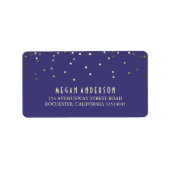 Gouden Confetti Navy bruiloft Etiket (Voorkant)