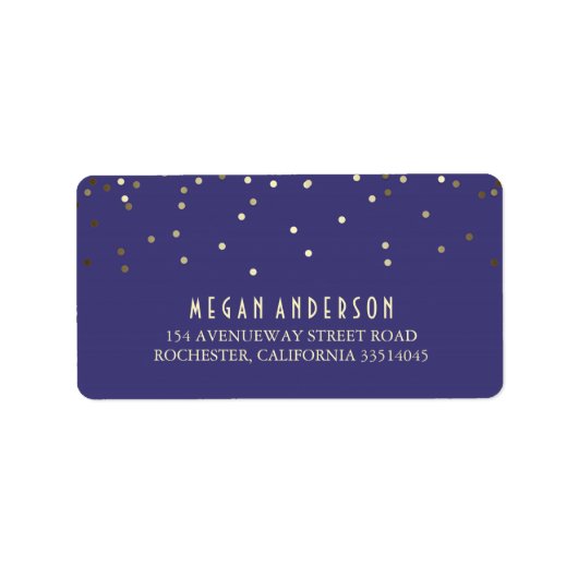 Gouden Confetti Navy bruiloft Etiket (Voorkant)