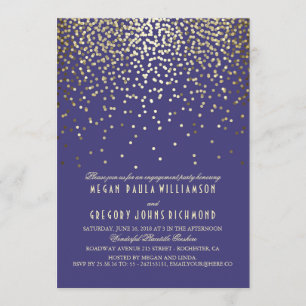 Gouden Confetti  Navy Engagement Party Kaart