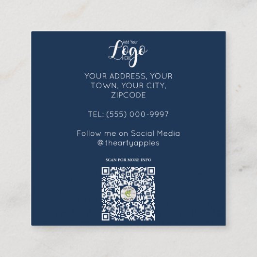 Gouden Confetti Navy ijszak Chef Vierkante Visitekaartje (Achterkant)