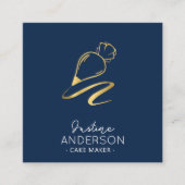 Gouden Confetti Navy ijszak Chef Vierkante Visitekaartje (Voorkant)