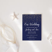Gouden Confetti|Navy Onze bruiloft Kaart