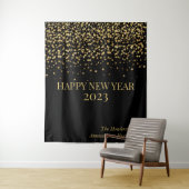 Gouden Confetti Nieuwjaar Persoonlijk Wandkleed (In situ)